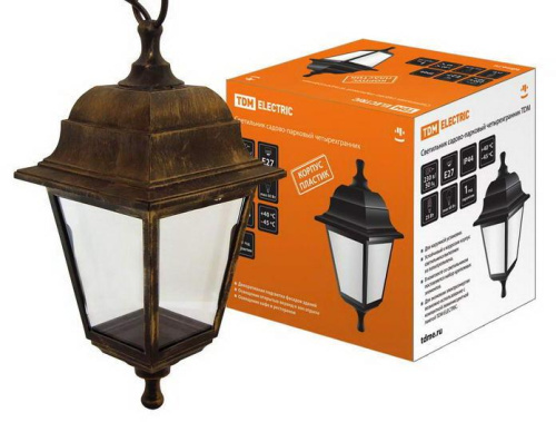 Светильник садово-парковый НСУ 04-60-001 четырехгранник, подвес, пластик, бронза TDM