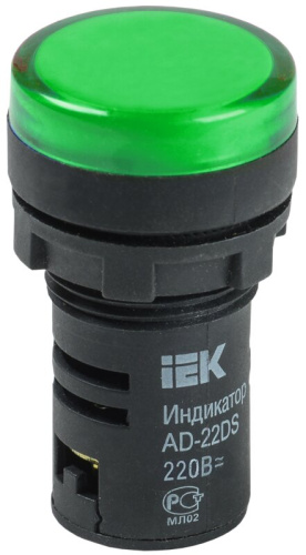 Лампа AD22DS(LED)матрица d22мм зеленый 230В AC/DC IEK