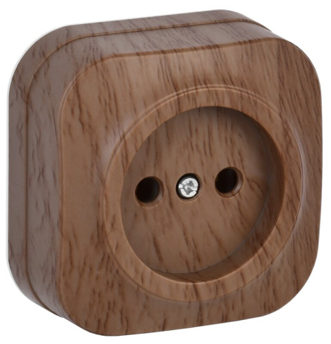 Розетка 1-местная для открытой установки без заземления без защитных шторок 10А РС20-2-ХД дуб GLORY 