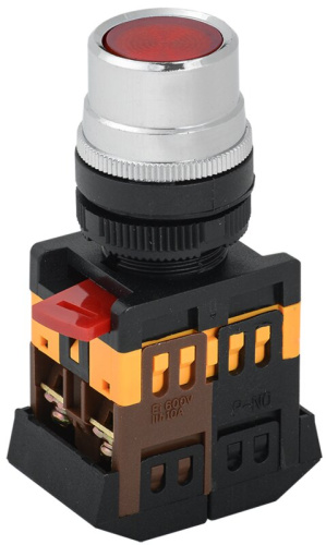 Кнопка ABLF-22 красный d22мм неон/240В NO+NC GENERICA