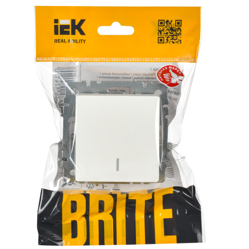 Выключатель 1-клавишный с индикацией 10А ВС10-1-1-БрБ белый BRITE IEK