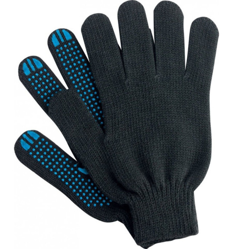 Перчатки вязанные с ПВХ черн