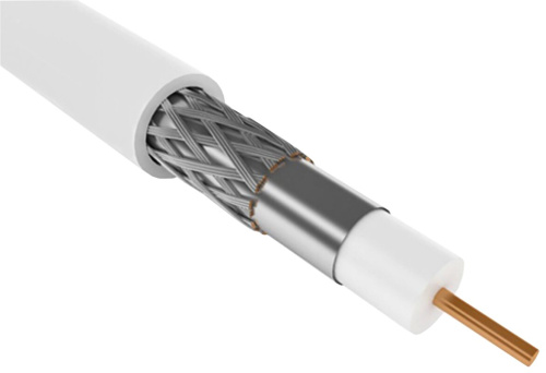 Кабель коаксиальный RG6 медный 75Ом FPE PVC белый (100м) GENERICA