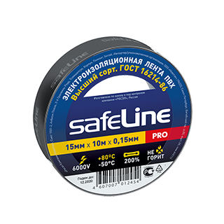 Изолента ПВХ SAFELINE 19мм/20м черная