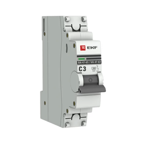 Автоматический выключатель 1P  3А (С) 4,5kA ВА 47-63 EKF PROxima