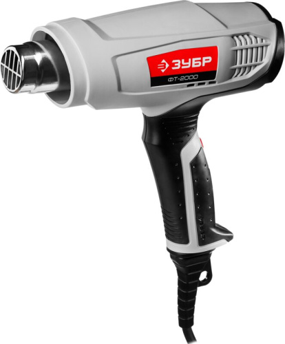 Фен ЗУБР, ФТ-2000, насадки 3 шт, 2 режима: 350град/ 350л/мин, 650град/ 550л/мин, коробка, 2000Вт