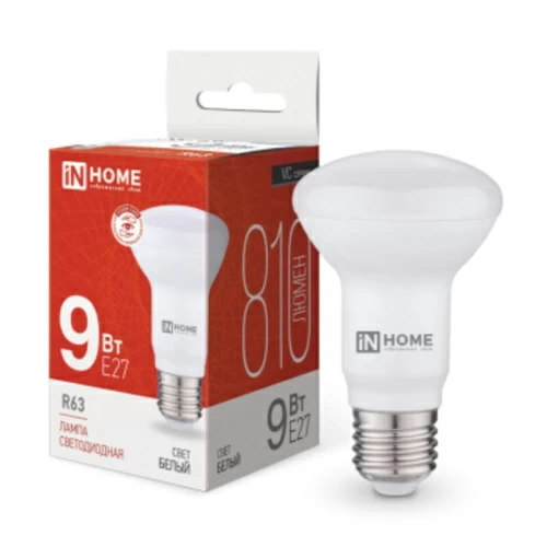 Лампа светодиодная LED-R63-VC 9Вт 230В E27 4000К 810Лм  IN HOME