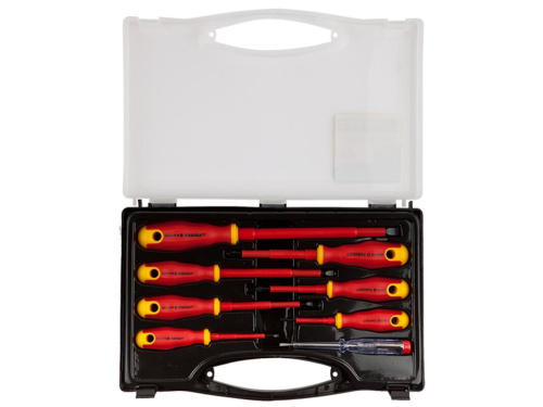 Набор STAYER "PROFI" "ELECTRO": Отвертки диэлектрические, тестер, 100-250В, Cr-V, 8шт