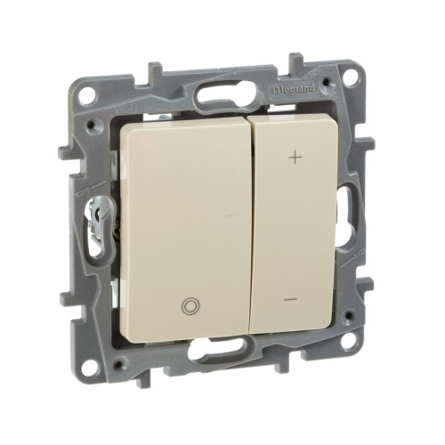 Светорегулятор нажимной универсальный LED 400Вт без нейтрали слоновая кость ETIKA