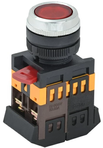 Кнопка ABLFS-22 красный d22мм неон/240В 1з+1р ИЭК