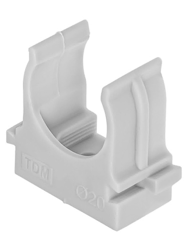 Крепеж-клипса для трубы 20 мм для прямого монтажа под монт пистолет (100 шт.) серая TDM