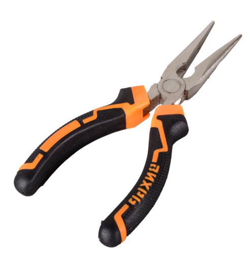 Длинногубцы прямые, 160мм.,никелированные,двухкомпонентные рукоятки Вихрь 