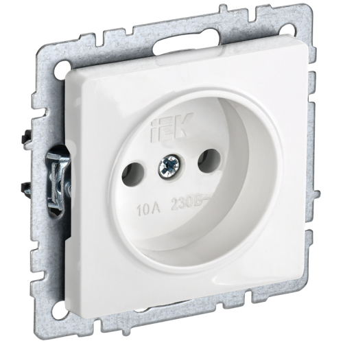 Розетка 1-местная без заземления без защитных шторок 10А РС10-1-0-БрБ белый BRITE IEK