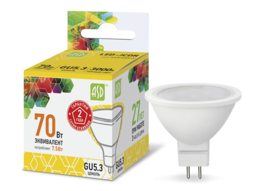 Лампа светодиодная LED-JCDR-standard 7.5Вт 230В GU5.3 3000К 675Лм  ASD