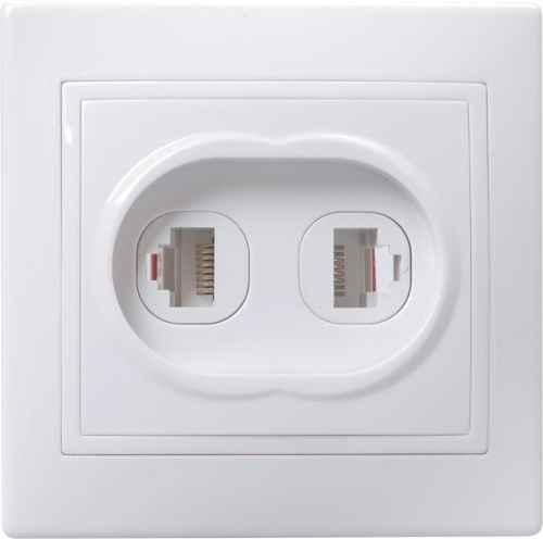 Розетка 2-местная RJ11+RJ45 кат.5е РК/Т12-КБ белый KVARTA GENERICA