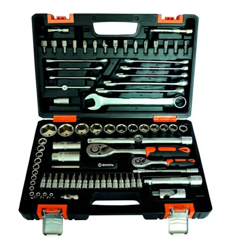 Набор инструментов, 1/2" , 1/4" , CrV, пластиковый кейс 82 предм Вихрь 