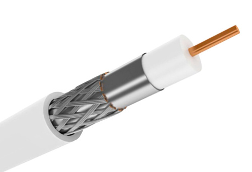Кабель коаксиальный RG-6U, 75Ом, CCS/Al/Al, 48%, 100м, INDOOR, белый PROconnect