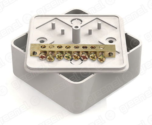 Коробка распаячная 75х75х28 IP40 для наружного монтажа с шиной цвет белый