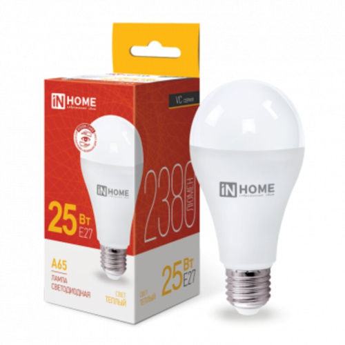 Лампа светодиодная LED-A65-VC 25Вт 230В Е27 3000К 2250Лм IN HOME