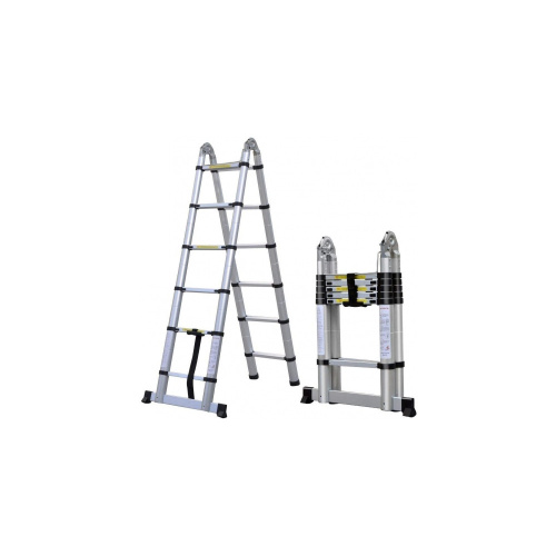 Двухсторонняя телескопическая лестница с шарниром 1,9+1,9 м (6+6 ступ)