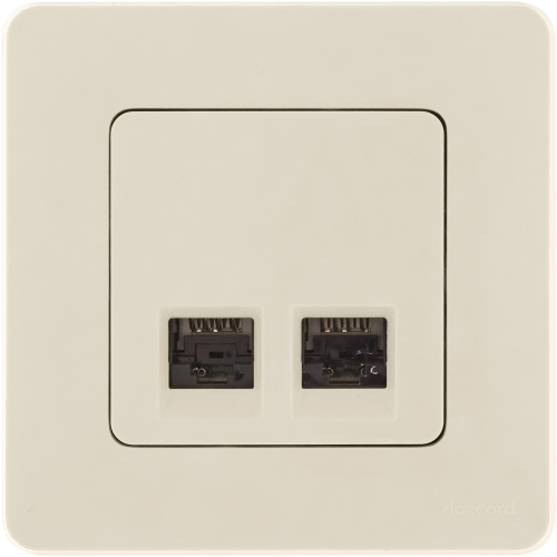 Розетка компьютерная двойная RJ45 категория 6 UTP слоновая кость INSPIRIA