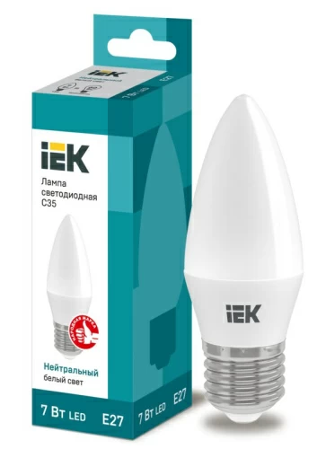 Лампа светодиодная C35 свеча 7Вт 230В 4000К E27 IEK