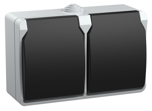 Розетка 2-местная с заземлением для открытой установки 16А IP54 РСб22-3-ФСр серый FORS IEK