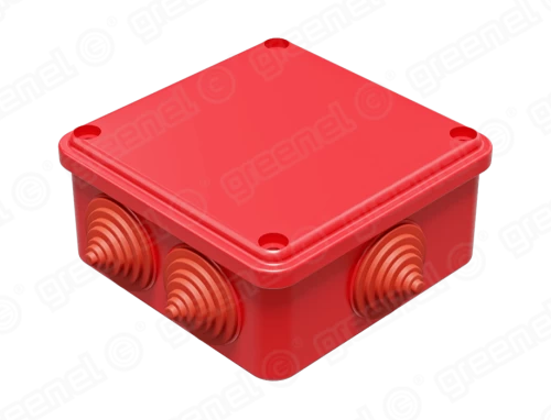 Коробка распределительная наружного монтажа 100х100х50мм, IP55, 6 гермовводов (48шт), цвет - красный