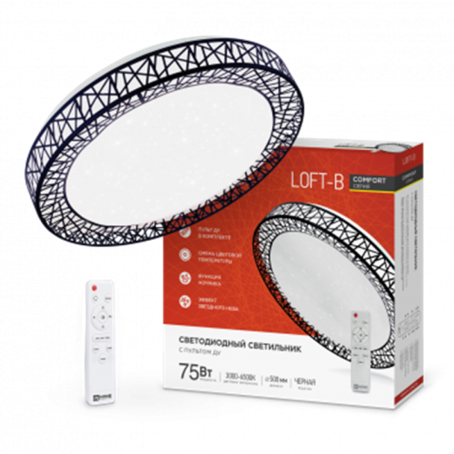 Светильник светодиодный COMFORT LOFT-B 75Вт 230В 3000-6500K 6000Лм 500x105мм с пультом ДУ IN HOME