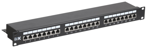 1U патч-панель кат.5Е STP, 24 порта (Dual), с кабельным органайзером ITK