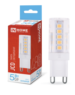 Лампа светодиодная LED-JCD 5Вт 230В G9 6500K 480Лм IN HOME 