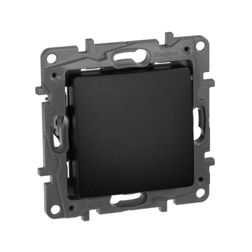 Переключатель 1-клавишный самовозвратный схема 6Р 6А безвинтовые зажимы антрацит ETIKA