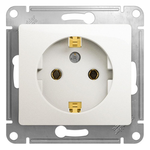 Розетка с заземлением, 16А, механизм, ПЕРЛАМУТР GLOSSA