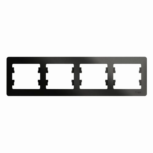Рамка 4-постовая горизонтальная, Антрацит GLOSSA