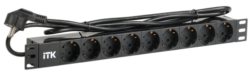 PDU 9 розеток DIN49440 (нем. станд.) 1U, шнур 2м вилка DIN49441 (нем. станд.), алюм профиль, черный