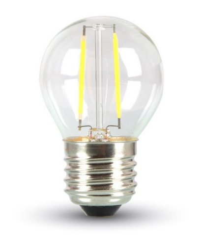 Ретро-лампа филаментная G45, E27, 2 LED, 2Вт, ТЕПЛЫЙ БЕЛЫЙ, 230В, IP65 NEON-NIGHT