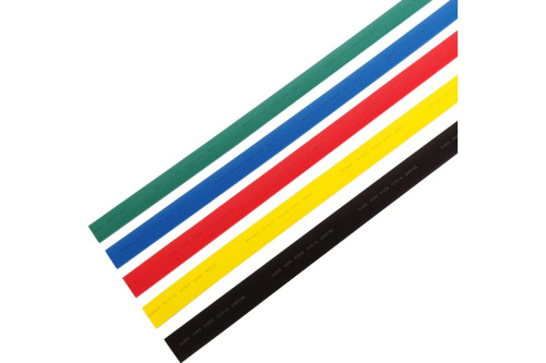 Набор термоусаживаемых трубок ТУТ нг 20,0/10,0мм, пять цветов, упаковка 25 шт. по 1м REXANT