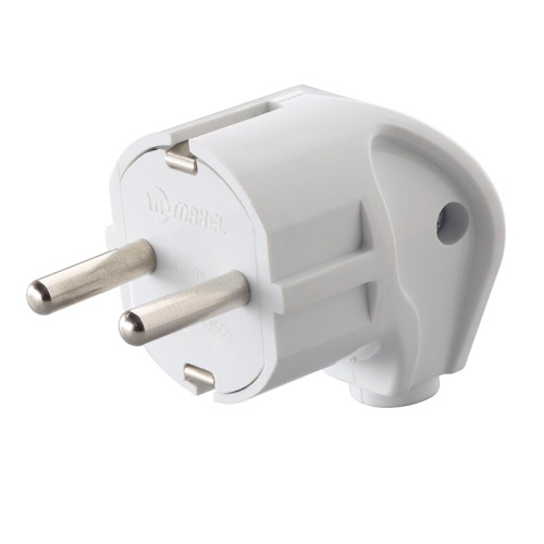 Вилка белая угловая с з/к Makel 10027