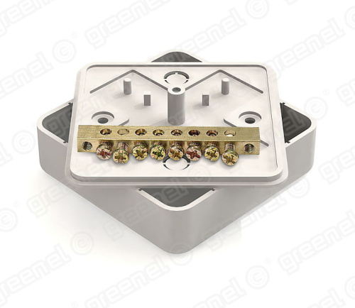 Коробка распаячная 75х75х20 IP40 для наружного монтажа с шиной цвет белый