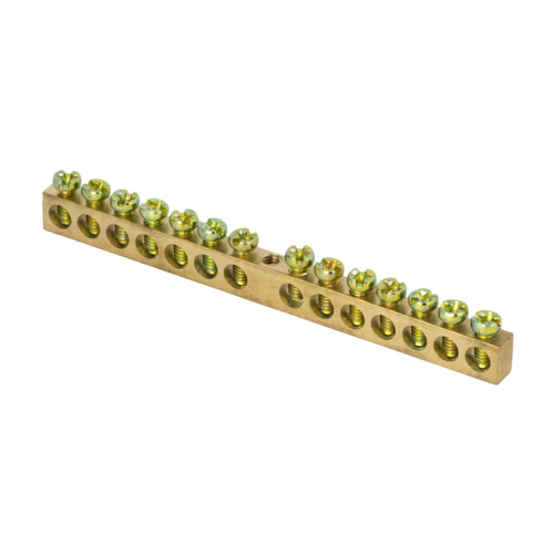 Шина PEN "ноль-земля" (8x12мм) 14 отверстий латунь крепеж по центру EKF PROxima