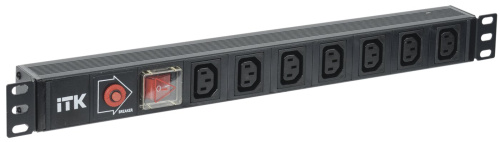 PDU 7 розеток C13, с выкл. и защ. от перенапр, без шнура ITK