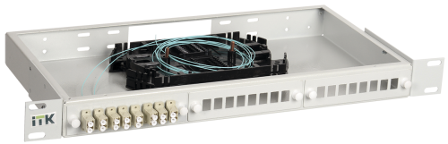 1U Оптический распределительный кросс укомплектованный: LC (Duplex) 24шт, (OM4) ITK