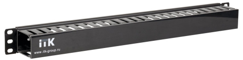 19" пластиковый кабельный органайзер с крышкой 1U глубина 60мм черный ITK