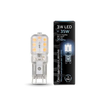 Лампа Gauss LED G9 AC220-240V 3W 4100K пластик 1/20/200