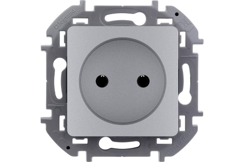 Розетка 1-местная без заземления без защитных шторок 16А алюминий INSPIRIA