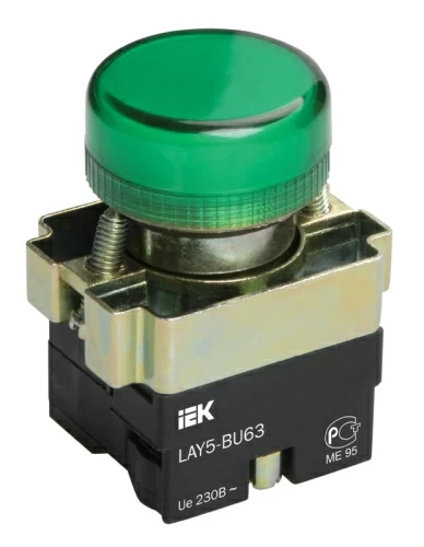 Индикатор LAY5-BU63 зеленого цвета d22мм ИЭК