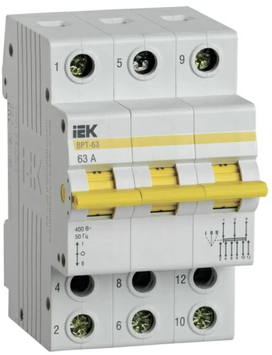 Выключатель-разъединитель трехпозиционный ВРТ-63 3P 63A  IEK