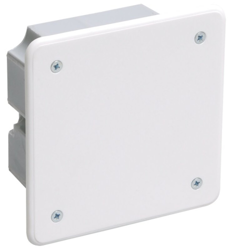 Коробка КМ41001 распаячная для твердых стен 92x92x45 (с саморезами, с крышкой)