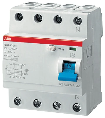 Выключатель дифференциального тока (УЗО) 4п 80А 300мА тип AC F204 ABB