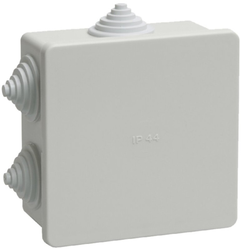 Коробка КМ41235 распаячная для о/п 85х85х40 мм IP44 (RAL7035, 6 гермовводов)